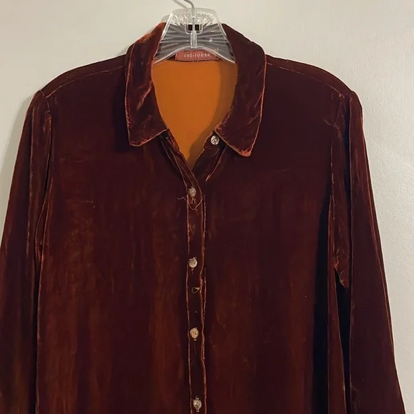 Easy Shirt by cut loose women’s button down velour blouse XS - Picture 2 of 9